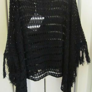 PONCHO black in 100% cotton - one size fits all